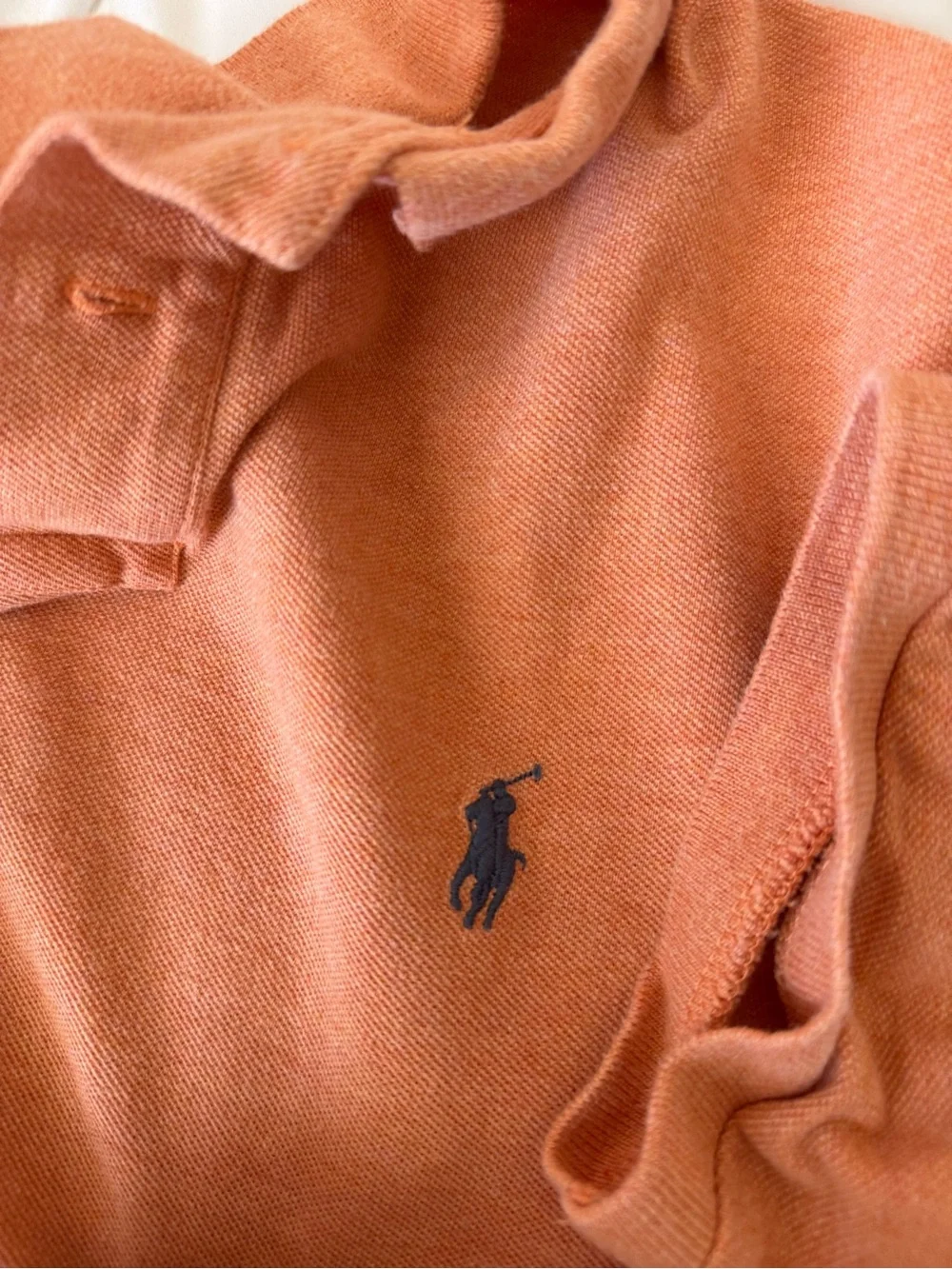 Ralph Lauren Men’s Orange Pique Polo with Navy Pony